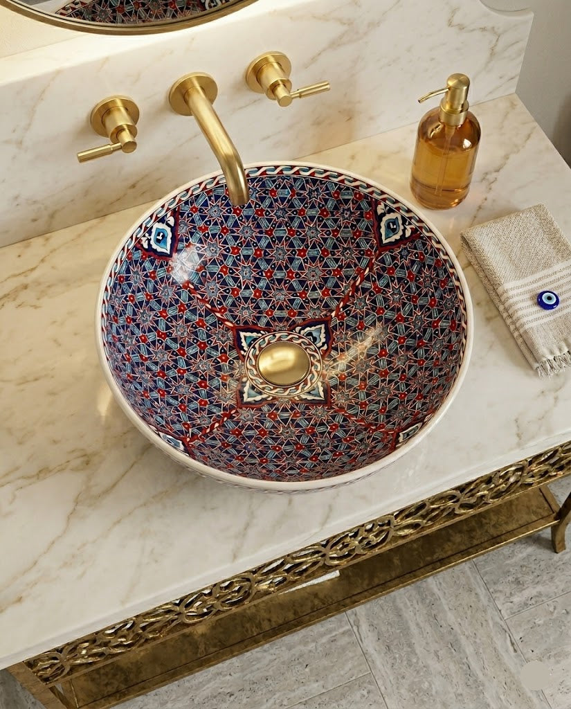 GEOMETRİK Lacivert Lavabo