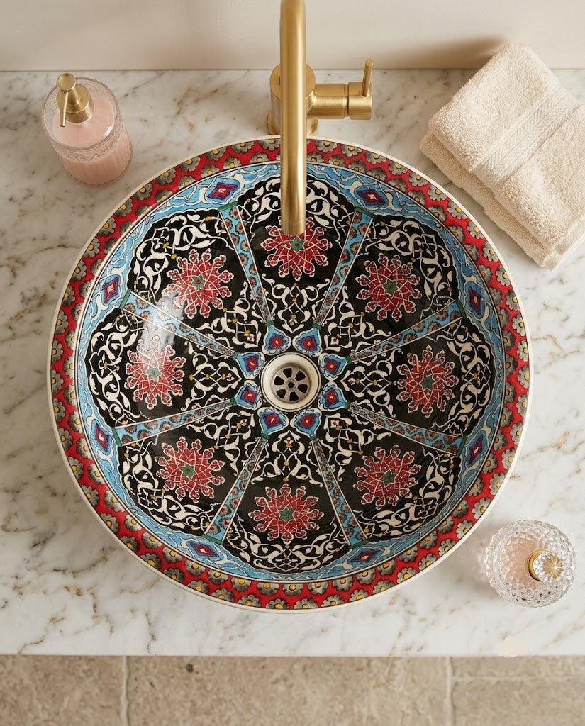 ŞEMSE Kırımızı Çanak Lavabo